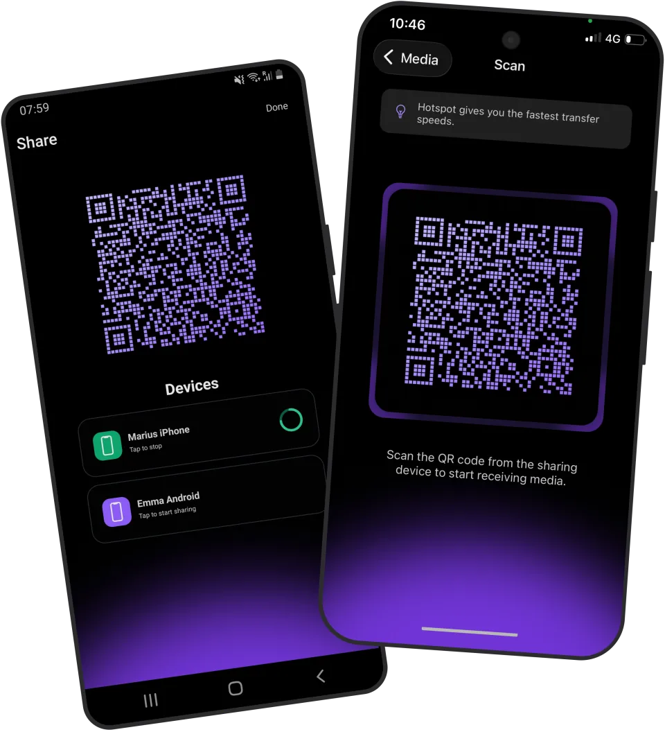 Dropify on iPhone and Android - Share photos and videos between devices